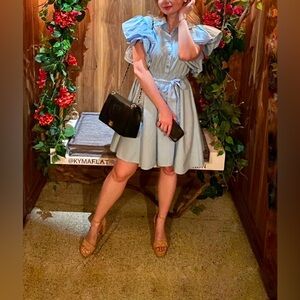 Light Blue Puff Sleeve Dress